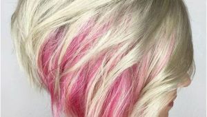 Blonde Hairstyles with Pink Highlights Red Peekaboo Platinum Blonde Short A Line Hairstyles 2019 for Women