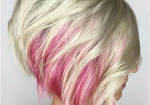 Blonde Hairstyles with Pink Highlights Red Peekaboo Platinum Blonde Short A Line Hairstyles 2019 for Women