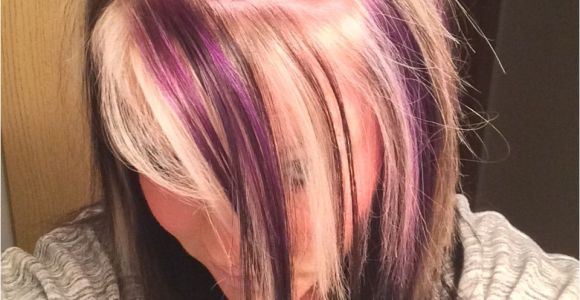 Blonde Hairstyles with Purple Highlights Purple Blonde and Black On top with All Black Underneath