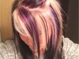 Blonde Hairstyles with Red Underneath Purple Blonde and Black On top with All Black Underneath