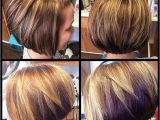 Bob Haircut with Peekaboo Highlights Auburn Brown Base with Rich Blonde Highlights & A Fun