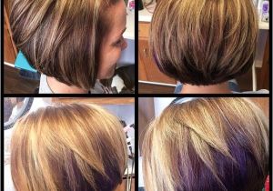 Bob Haircut with Peekaboo Highlights Auburn Brown Base with Rich Blonde Highlights & A Fun