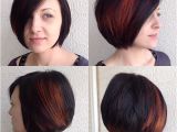 Bob Haircut with Peekaboo Highlights Women S Classic Bob On Dark Hair with Bright Fiery