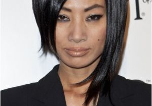 Bob Haircuts One Side Longer Than the Other Bai Ling asymmetrical Long Bob