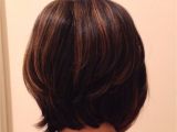 Bob Hairstyles Pinned Back A Line Bob Cut From Back with Highlights On Brunette Hair