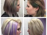 Bob Hairstyles Purple before and after Hidden Purple Highlights Under Platinum Blonde