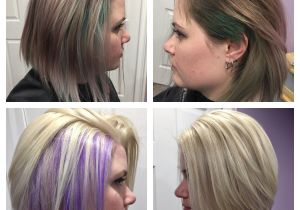 Bob Hairstyles Purple before and after Hidden Purple Highlights Under Platinum Blonde