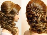 Braided Curly Hairstyles for Prom Curly Prom Wedding Hairstyle with Braid for Long Hair