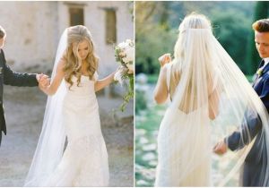 Bridal Hairstyles Long Hair Half Up Veil Long Veil with Hair Down