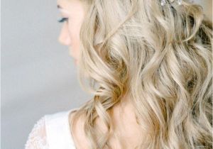 Bride Hairstyles Half Up with Braid Curly Half Up Wedding Hairstyle with Braid