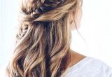 Bride Hairstyles Half Up with Braid Plaited Bridal Hair Half Up Half Down Weddinghairstyles