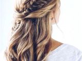 Bride Hairstyles Half Up with Braid Plaited Bridal Hair Half Up Half Down Weddinghairstyles