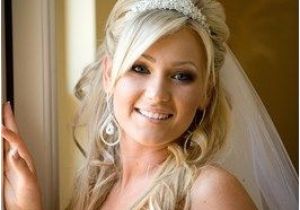 Bride Hairstyles Half Up with Tiara Bride with Wavy Hair and Tiara Wedding Hairstyles