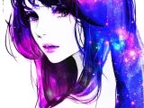 Cartoon Girl Hairstyles Galaxy Anime Galaxia Fanart Eyes Hair Color