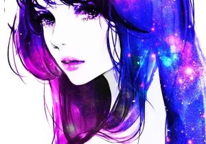 Cartoon Girl Hairstyles Galaxy Anime Galaxia Fanart Eyes Hair Color