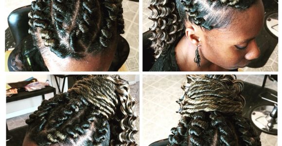 Corkscrew Braids Hairstyles Corkscrew Flattwist Flat Twists Twist Ponytail Updo Hair