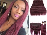 Crochet Hairstyles with Human Hair 2019 Wine Red Burgundy Bundles Weave Hair Bundles with Closures