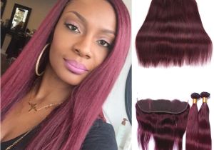 Crochet Hairstyles with Human Hair 2019 Wine Red Burgundy Bundles Weave Hair Bundles with Closures