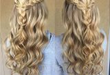 Curly Braided Hairstyles for Prom Blonde Braid Prom formal Hairstyle Half Up Long Hair Wedding Updo