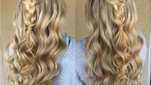 Curly Braided Hairstyles for Prom Blonde Braid Prom formal Hairstyle Half Up Long Hair Wedding Updo