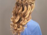 Curly Braided Hairstyles for Prom Waterfall Braid with Mermaid Waves Great Bridal Prom or