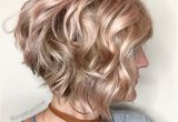 Curly Hair A Line Bob Wavy Inverted Bob with A Hint Of Pink