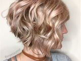 Curly Hair A Line Bob Wavy Inverted Bob with A Hint Of Pink