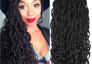 Curly Single Braids Hairstyles 2018 tomo Hair 18inch Box Braids with Curly End Crochet Braiding