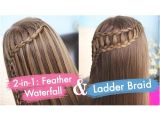 Cute 2-in-1 Hairstyles Feather Waterfall & Ladder Braid Bo
