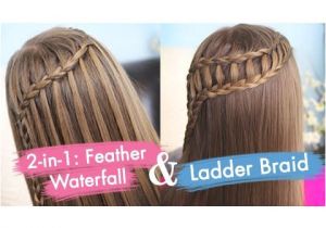 Cute 2-in-1 Hairstyles Feather Waterfall & Ladder Braid Bo