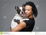 Cute Girls Hairstyles Dog Young Woman with French Bulldog Dog Stock Image Of Afro
