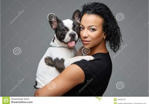 Cute Girls Hairstyles Dog Young Woman with French Bulldog Dog Stock Image Of Afro