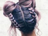 Cute Hairstyles Ideas Tumblr Girl with Purple Hair and Pretty Hairstyle with Two Dutts