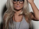 Cute Hairstyles with Glasses Straight Platinum Filled Hair
