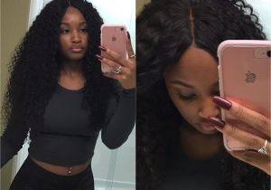 Deep Wave Hairstyles for Black Women Middle Part Sew In with Lace Closure Ig Hairbychasitee
