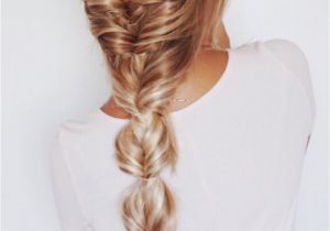 Different Types Of French Braid Hairstyles Faux Fishtail Braid Blonde Ombre Balayage Highlights Extensions