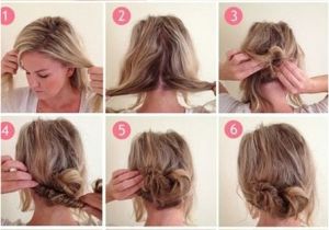 Diy Hairstyles Messy Bun Pull Out Two Pieces at top Side Create Back Messy Bun Wrap Braid