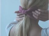 Down Hairstyles with Bows Simple Pony Tail with Pink Bow Hair and Makeup 2