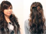 Easy Down Hairstyles for Medium Hair Easy Holiday Curly Half Updo Hairstyle for Medium Long
