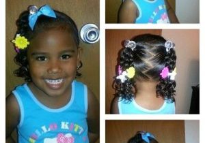 Easy Hairstyles for Mixed Kids Simple 3 Ponytails with Half Twists and Curls Mixed