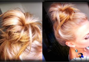 Easy Hairstyles to Do before Bed Hair How to Messy topknot Bun