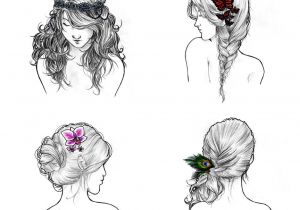 Fairy Hairstyles Drawing Hair ornaments Series Pleted with Ball Point Pen Pencil and