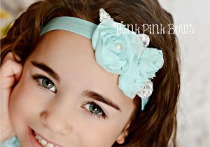 Flower Girl Hairstyles with Headband Beautiful Aqua Chiffon Shabby Chic Flower Baby Headband