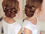 Formal Hairstyles Curls to the Side Side Swept Updo Draped Updo Wedding Hairstyles Bridal Hair Ideas