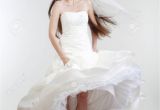 Formal Hairstyles Strapless Dresses Portrait Od A Bride with Long Dark Hair In Wedding Dress isolated