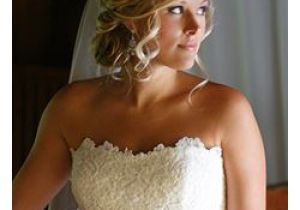 Formal Hairstyles Strapless Dresses Romantic Bridal Hair Low Updo Curls with Veil Hairstyle by Dana