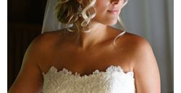 Formal Hairstyles Strapless Dresses Romantic Bridal Hair Low Updo Curls with Veil Hairstyle by Dana