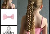 Four Braid Hairstyle Ponytail with A Four Strand Ribbon Braid and A Little Cute Bow From