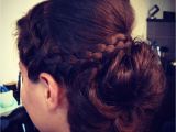 French Braid with Bun Hairstyles Halo Braid sock Bun French Braid Updo Wedding Hair by soma Hair