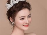 Gothic Wedding Hairstyles Bride Crystal Lace Crown Headpiece Gothic Wedding Bridal